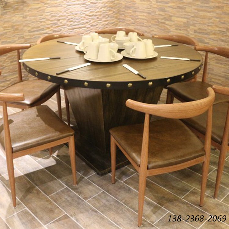 LOFT餐桌，復古實(shí)木鐵藝餐桌，鐵藝實(shí)木桌