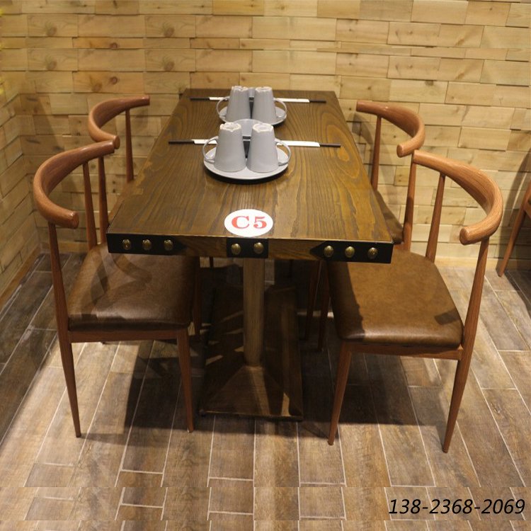 復古loft工業(yè)風(fēng)實(shí)木餐桌，創(chuàng  )意桌椅，做舊桌子
