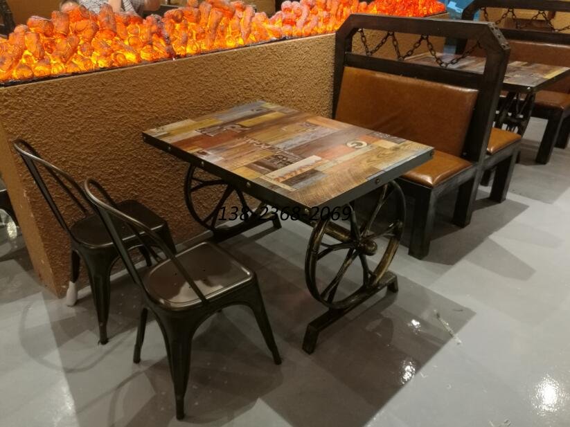 工業(yè)風(fēng)鐵藝餐桌椅定做